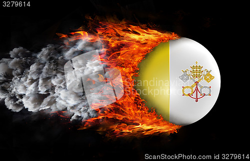 Image of Flag with a trail of fire and smoke - Vatican City