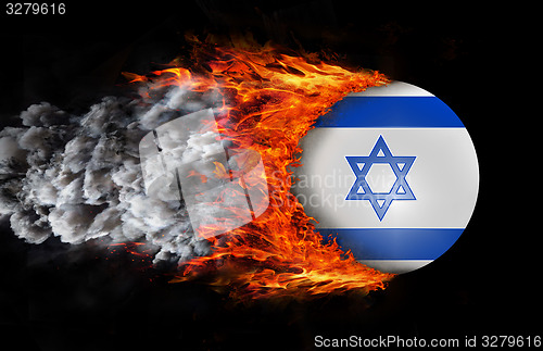 Image of Flag with a trail of fire and smoke - Israel
