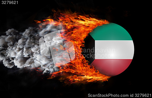 Image of Flag with a trail of fire and smoke - Kuwait