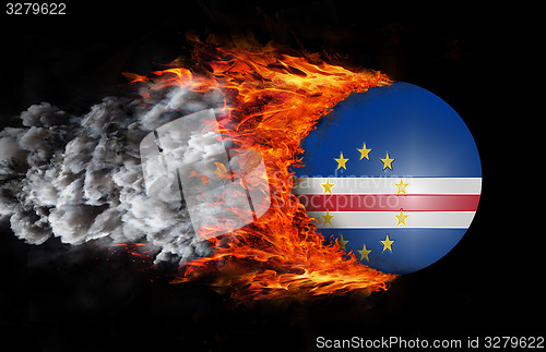 Image of Flag with a trail of fire and smoke - Cape Verde