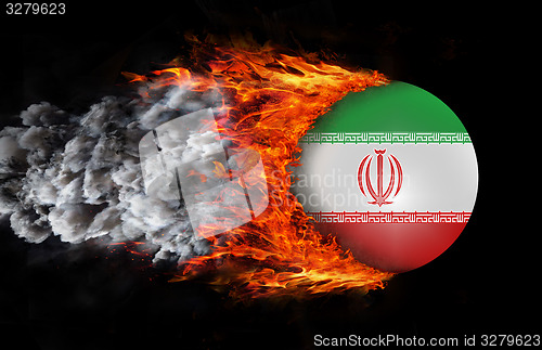 Image of Flag with a trail of fire and smoke - Iran