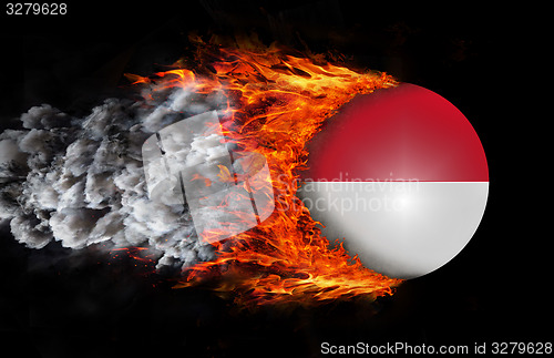 Image of Flag with a trail of fire and smoke - Indonesia