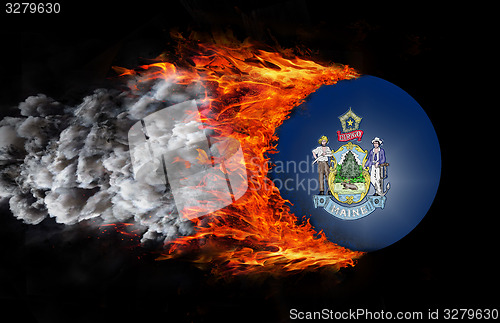 Image of Flag with a trail of fire and smoke - Maine