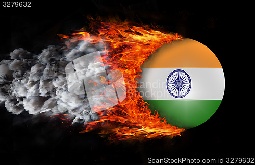 Image of Flag with a trail of fire and smoke - India