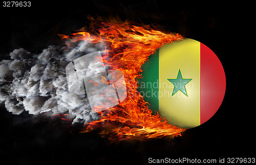 Image of Flag with a trail of fire and smoke - Senegal