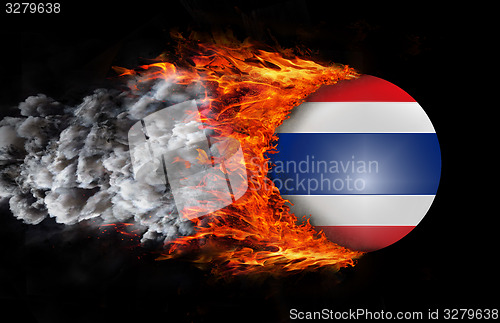 Image of Flag with a trail of fire and smoke - Thailand