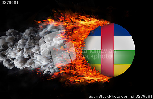 Image of Flag with a trail of fire and smoke - Central African Republic