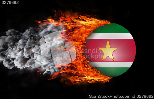 Image of Flag with a trail of fire and smoke - Suriname