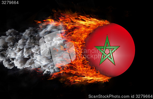 Image of Flag with a trail of fire and smoke - Morocco