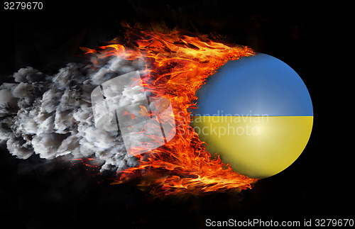 Image of Flag with a trail of fire and smoke - Ukraine