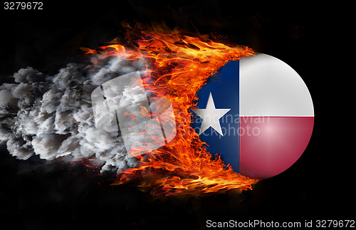 Image of Flag with a trail of fire and smoke - Texas