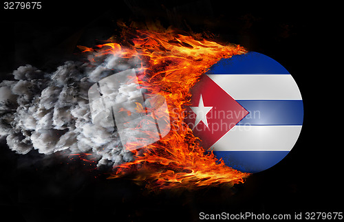 Image of Flag with a trail of fire and smoke - Cuba