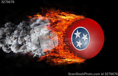 Image of Flag with a trail of fire and smoke - Tennessee