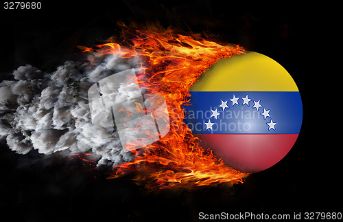 Image of Flag with a trail of fire and smoke - Venezuela