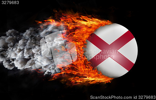 Image of Flag with a trail of fire and smoke - Alabama