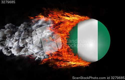 Image of Flag with a trail of fire and smoke - Nigeria