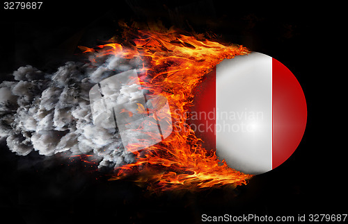 Image of Flag with a trail of fire and smoke - Peru