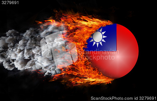 Image of Flag with a trail of fire and smoke - Taiwan