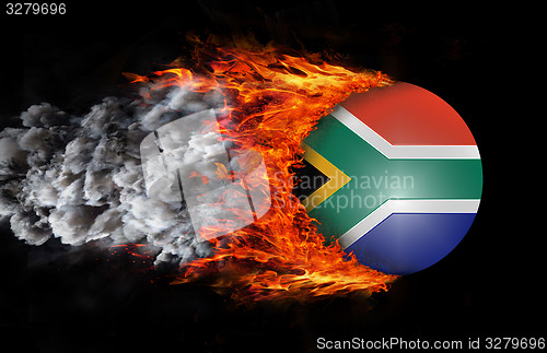 Image of Flag with a trail of fire and smoke - South Africa
