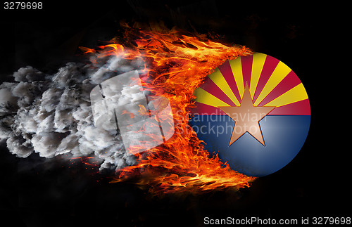 Image of Flag with a trail of fire and smoke - Arizona