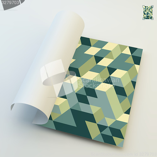 Image of A4 business blank. 3d blocks structure background. 