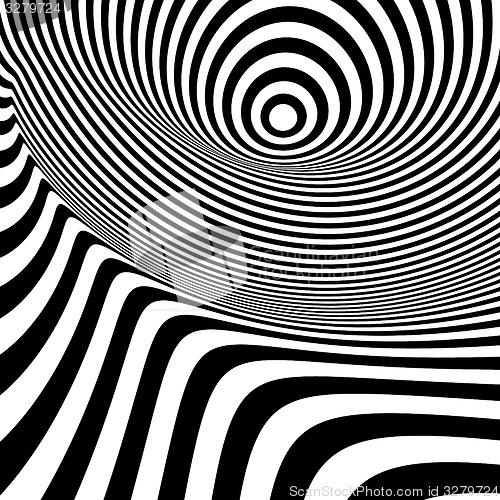 Image of Black and white abstract striped background. Optical Art. 