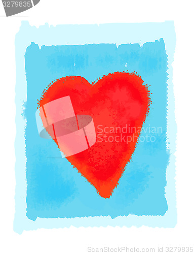 Image of Abstract bright red heart on blue background