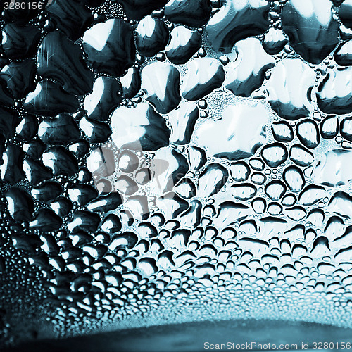 Image of Green drops of water - light from backside. Macro