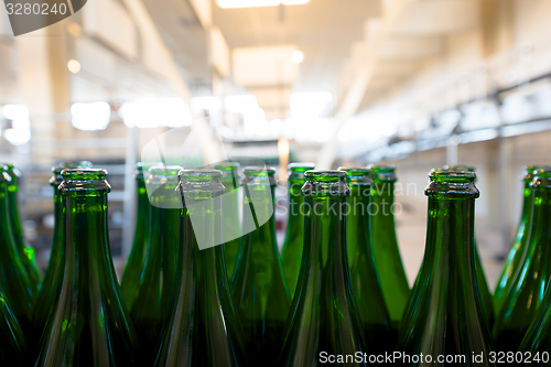 Image of Many bottles on conveyor belt