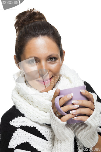 Image of Cold woman in an elegant black and white outfit