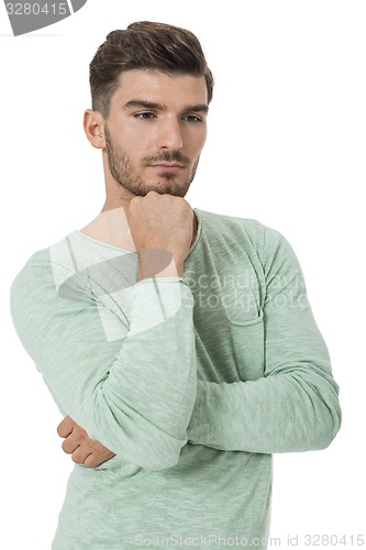 Image of young man in casual fashion on white