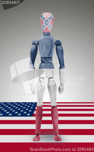 Image of Wood figure mannequin with US state flag bodypaint - Mississippi