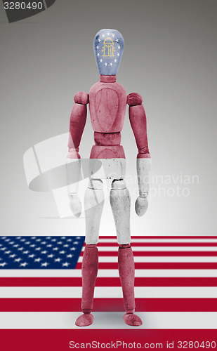 Image of Wood figure mannequin with US state flag bodypaint - Georgia