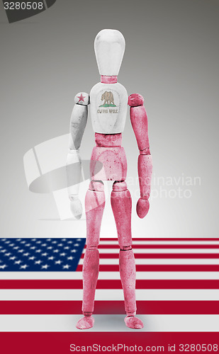 Image of Wood figure mannequin with US state flag bodypaint - California