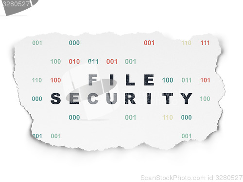 Image of Protection concept: File Security on Torn Paper background