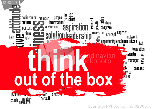 Image of Think out of the box word cloud with red banner