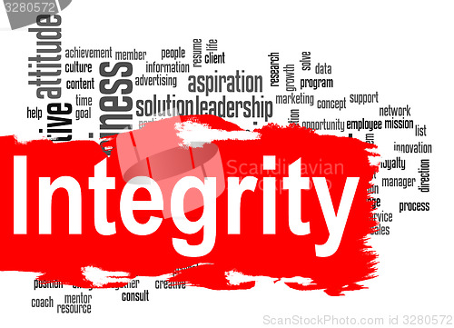 Image of Integrity word cloud with red banner