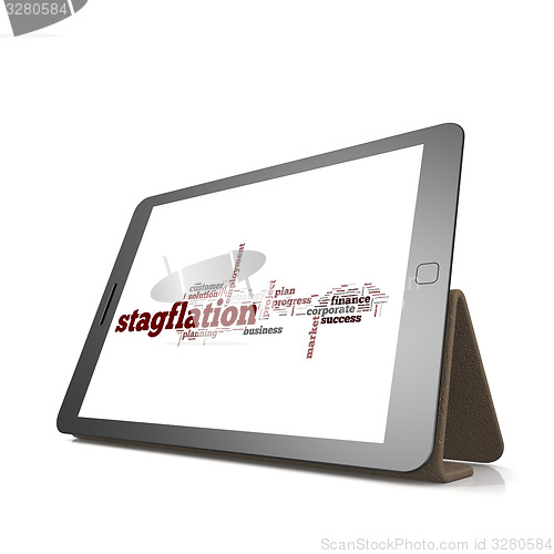 Image of Stagflation word cloud on tablet