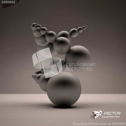 Image of 3d abstract spheres composition. Vector illustration. 