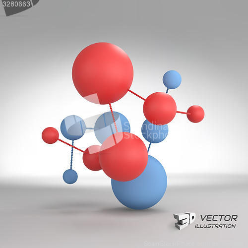 Image of Molecular structure with spheres. 3d vector Illustration. 