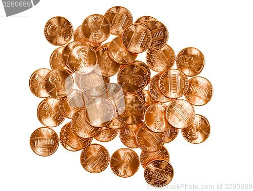 Image of Retro look Dollar coins 1 cent wheat penny cent