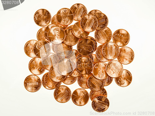 Image of Retro look Dollar coins 1 cent wheat penny cent