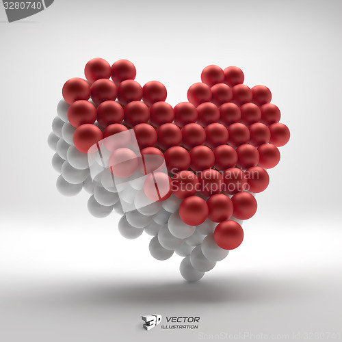 Image of Love heart symbol. Design element. 3d vector illustration.