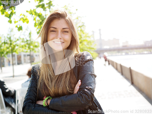 Image of Portrait of pretty young woman.