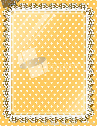 Image of Lace frame with glass on the background polka dots