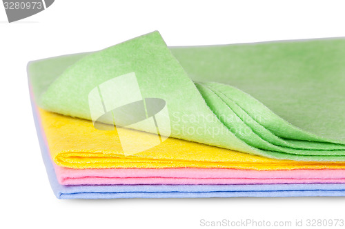 Image of Multicolored cleaning cloths one folded front view
