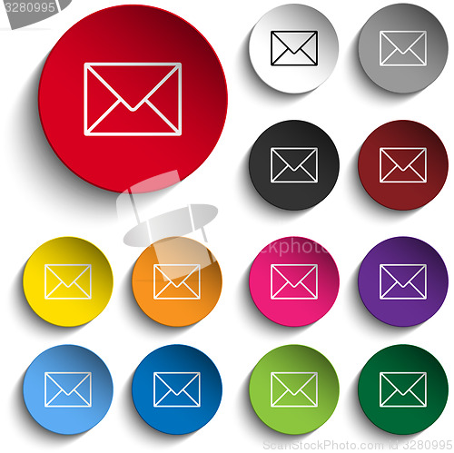 Image of Mail Envelope Icon Circle Color Set