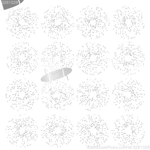 Image of Set of vintage hand drawn sunbursts. EPS 10