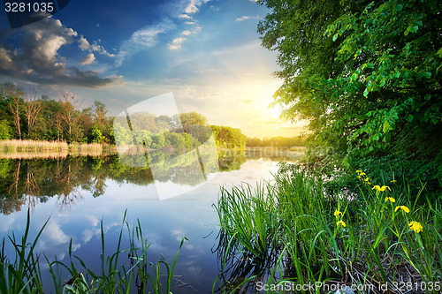 Image of Spring river at sunset