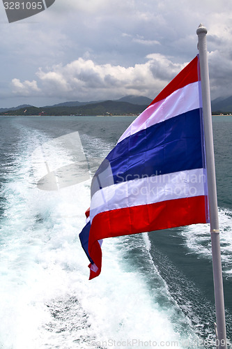 Image of  myanmar kho samui bay isle waving flag  